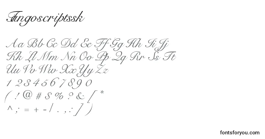 Schriftart Tangoscriptssk – Alphabet, Zahlen, spezielle Symbole