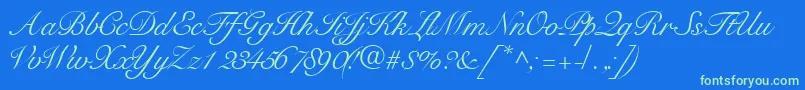 Tangoscriptssk Font – Green Fonts on Blue Background