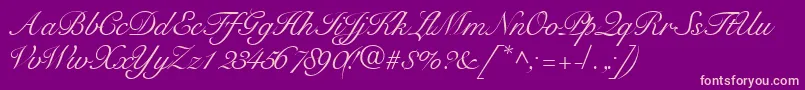 Tangoscriptssk-fontti – vaaleanpunaiset fontit violetilla taustalla