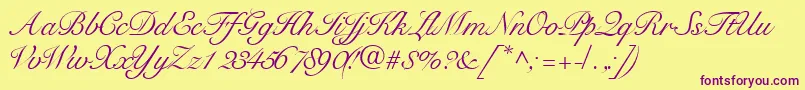 Tangoscriptssk Font – Purple Fonts on Yellow Background