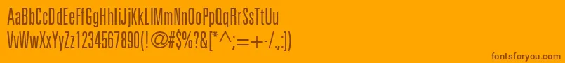 NovaLightUltraSsiLightUltraCondensed-Schriftart – Braune Schriften auf orangefarbenem Hintergrund