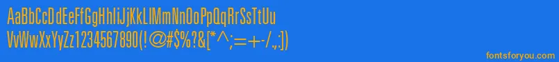 フォントNovaLightUltraSsiLightUltraCondensed – オレンジ色の文字が青い背景にあります。