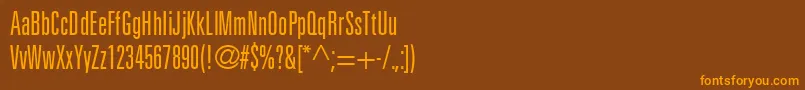 フォントNovaLightUltraSsiLightUltraCondensed – オレンジ色の文字が茶色の背景にあります。