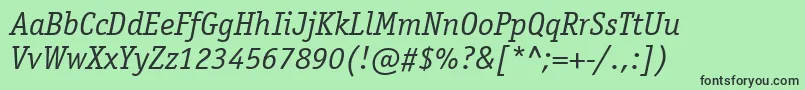 ItcOfficinaSerifLtBookItalic Font – Black Fonts on Green Background