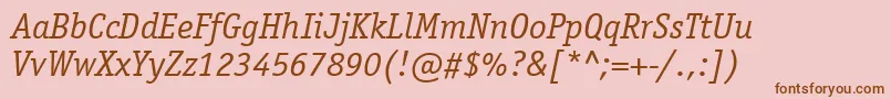 Fonte ItcOfficinaSerifLtBookItalic – fontes marrons em um fundo rosa