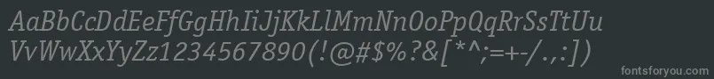 フォントItcOfficinaSerifLtBookItalic – 黒い背景に灰色の文字