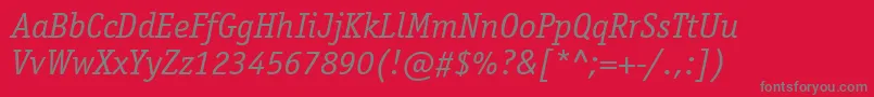 フォントItcOfficinaSerifLtBookItalic – 赤い背景に灰色の文字