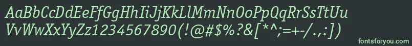 Saiba mais sobre a fonte ItcOfficinaSerifLtBookItalic Fonte ItcOfficinaSerifLtBookItalic – fontes verdes em um fundo preto