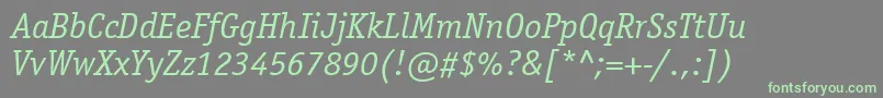 ItcOfficinaSerifLtBookItalicフォントについての詳細 フォントItcOfficinaSerifLtBookItalic – 灰色の背景に緑のフォント
