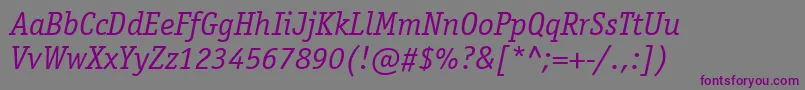 Шрифт ItcOfficinaSerifLtBookItalic – фиолетовые шрифты на сером фоне