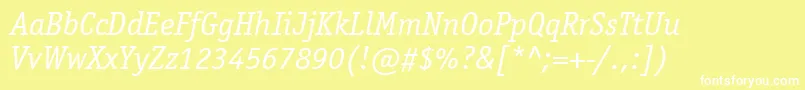 ItcOfficinaSerifLtBookItalic Font – White Fonts on Yellow Background
