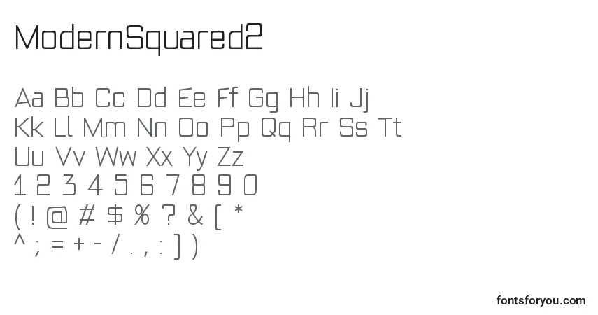 Шрифт ModernSquared2 – алфавит, цифры, специальные символы