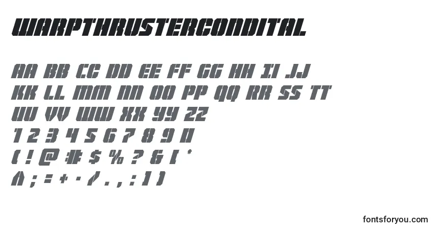 Schriftart Warpthrustercondital – Alphabet, Zahlen, spezielle Symbole