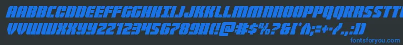 Warpthrustercondital Font – Blue Fonts on Black Background