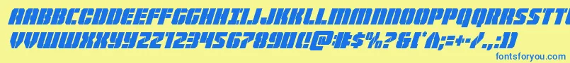 Warpthrustercondital Font – Blue Fonts on Yellow Background
