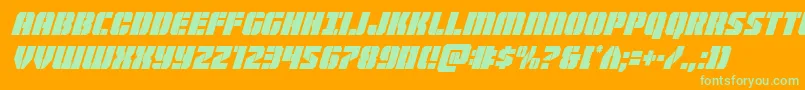 Warpthrustercondital Font – Green Fonts on Orange Background