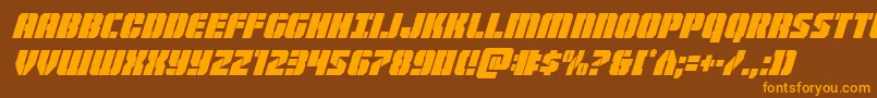 More about Warpthrustercondital Font Warpthrustercondital Font – Orange Fonts on Brown Background