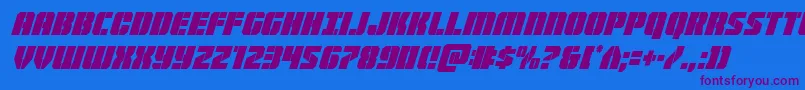 Warpthrustercondital Font – Purple Fonts on Blue Background