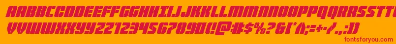Warpthrustercondital Font – Red Fonts on Orange Background