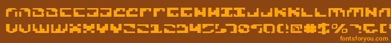 Xenov2e-Schriftart – Orangefarbene Schriften auf braunem Hintergrund