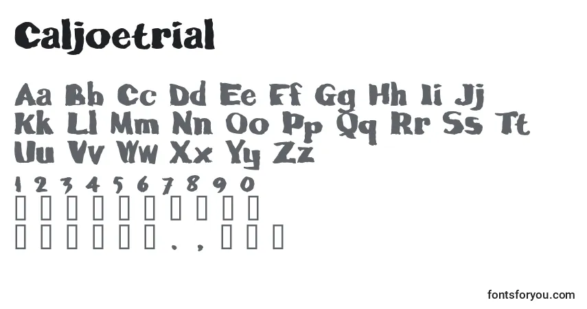 Caljoetrial-fontti – aakkoset, numerot, erikoismerkit