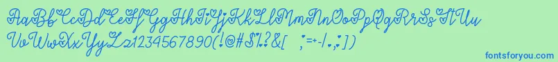 LoversInFebruaryOtf Font – Blue Fonts on Green Background