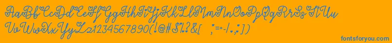 LoversInFebruaryOtf-Schriftart – Blaue Schriften auf orangefarbenem Hintergrund