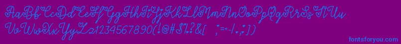 LoversInFebruaryOtf-Schriftart – Blaue Schriften auf violettem Hintergrund