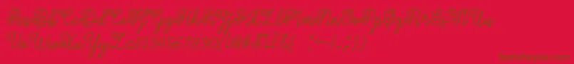 LoversInFebruaryOtf-Schriftart – Braune Schriften auf rotem Hintergrund