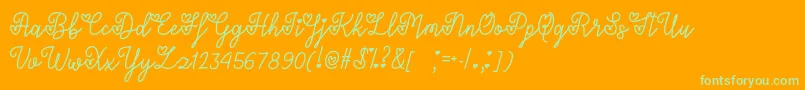 LoversInFebruaryOtf Font – Green Fonts on Orange Background