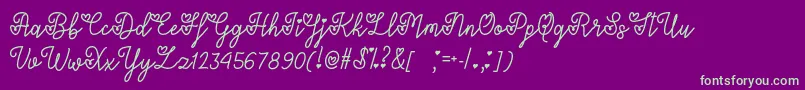 LoversInFebruaryOtf-Schriftart – Grüne Schriften auf violettem Hintergrund