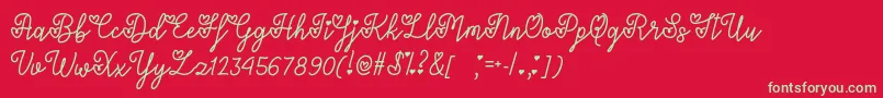 LoversInFebruaryOtf Font – Green Fonts on Red Background