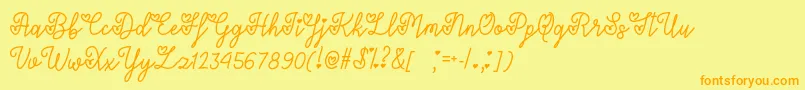 Fonte LoversInFebruaryOtf – fontes laranjas em um fundo amarelo
