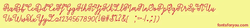 LoversInFebruaryOtf Font – Red Fonts on Yellow Background