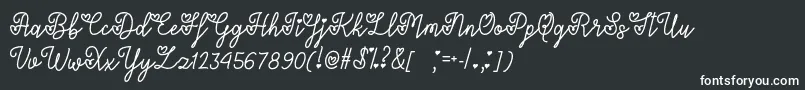 LoversInFebruaryOtf-fontti – valkoiset fontit mustalla taustalla