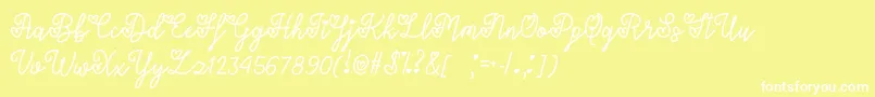 LoversInFebruaryOtf-Schriftart – Weiße Schriften auf gelbem Hintergrund