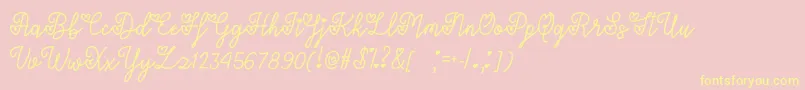 LoversInFebruaryOtf-Schriftart – Gelbe Schriften auf rosa Hintergrund