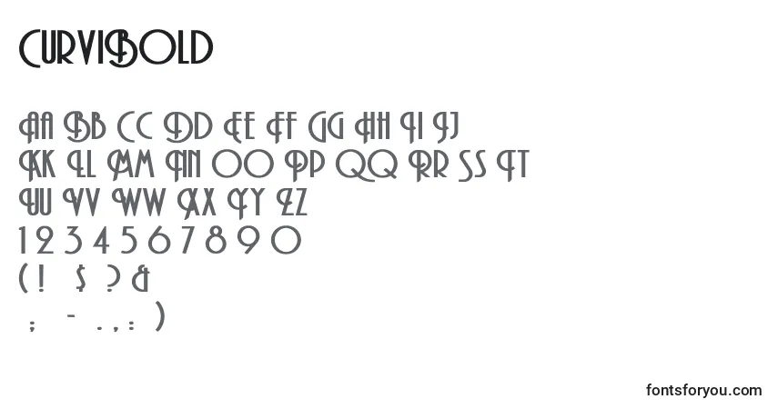 Schriftart CurviBold – Alphabet, Zahlen, spezielle Symbole