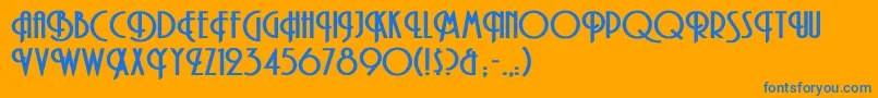 フォントCurviBold – オレンジの背景に青い文字