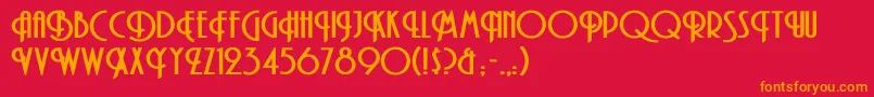 CurviBold-Schriftart – Orangefarbene Schriften auf rotem Hintergrund