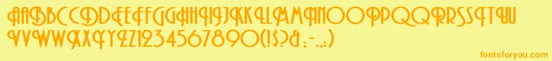 CurviBold-Schriftart – Orangefarbene Schriften auf gelbem Hintergrund