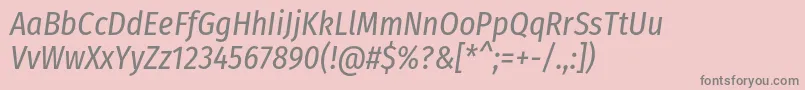 FirasanscondensedItalic-fontti – harmaat kirjasimet vaaleanpunaisella taustalla
