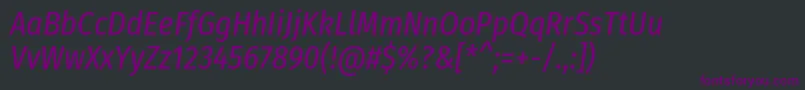 フォントFirasanscondensedItalic – 黒い背景に紫のフォント