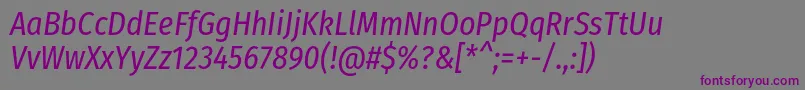 フォントFirasanscondensedItalic – 紫色のフォント、灰色の背景