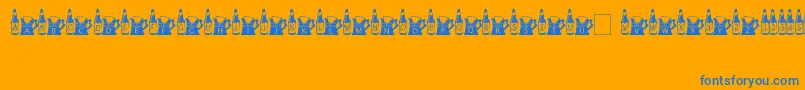 BottomsUp-Schriftart – Blaue Schriften auf orangefarbenem Hintergrund