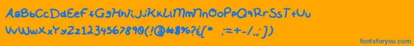 SoftNotes-Schriftart – Blaue Schriften auf orangefarbenem Hintergrund