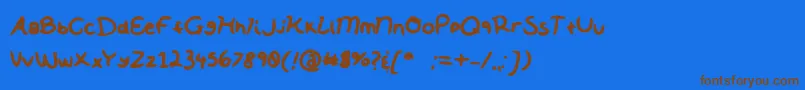 フォントSoftNotes – 茶色の文字が青い背景にあります。