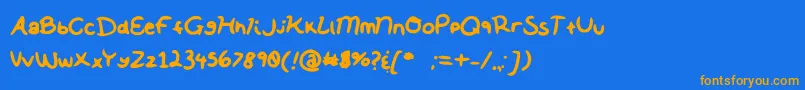 フォントSoftNotes – オレンジ色の文字が青い背景にあります。