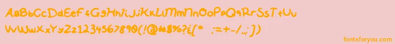 フォントSoftNotes – オレンジの文字がピンクの背景にあります。