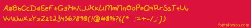 フォントSoftNotes – 赤い背景にオレンジの文字